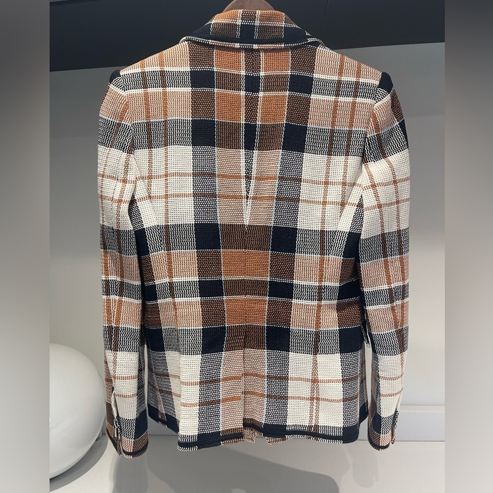 $698 Veronica Beard Utah plaid jacket blazer gorgeous luxe fabric white button 4 - Picture 7 of 15